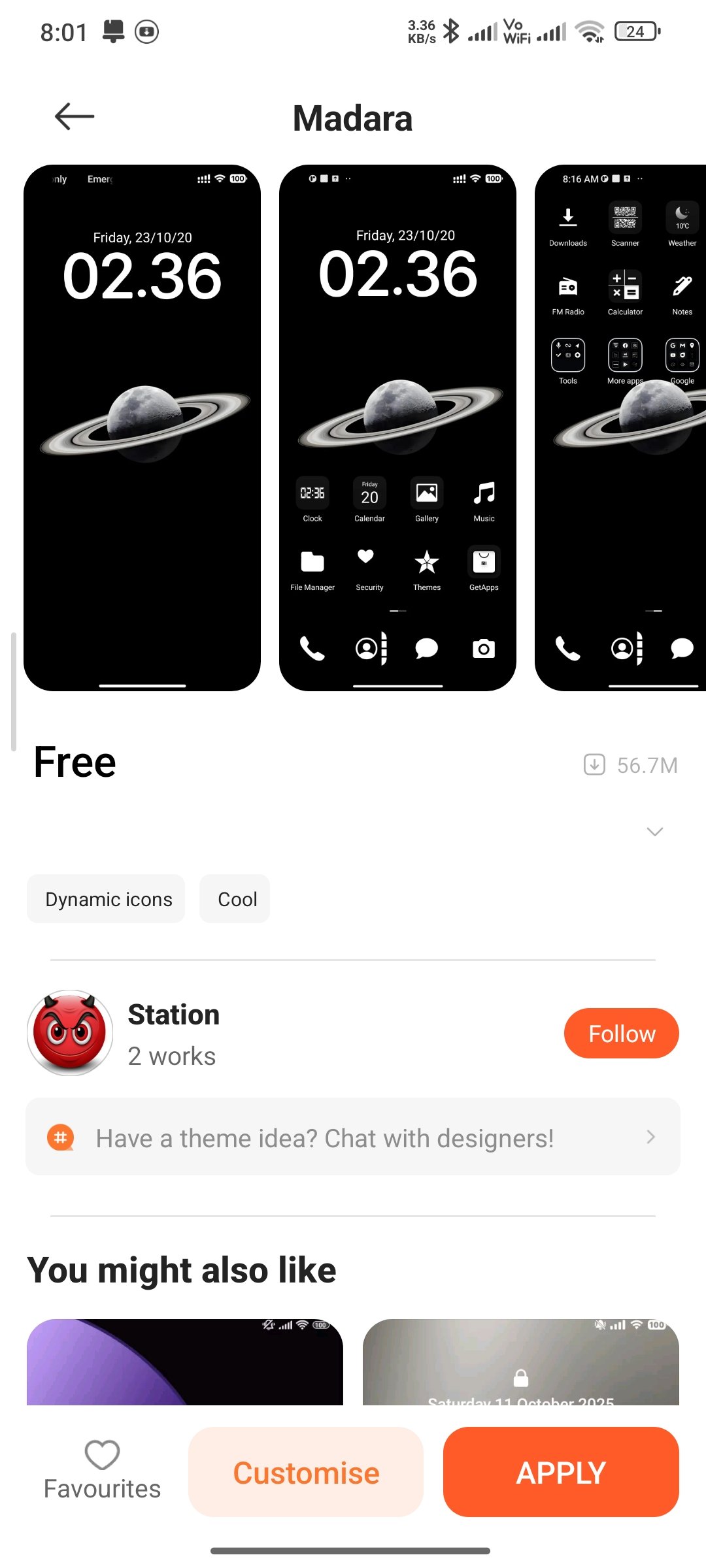 Tombol Download Madara Theme di Theme Store