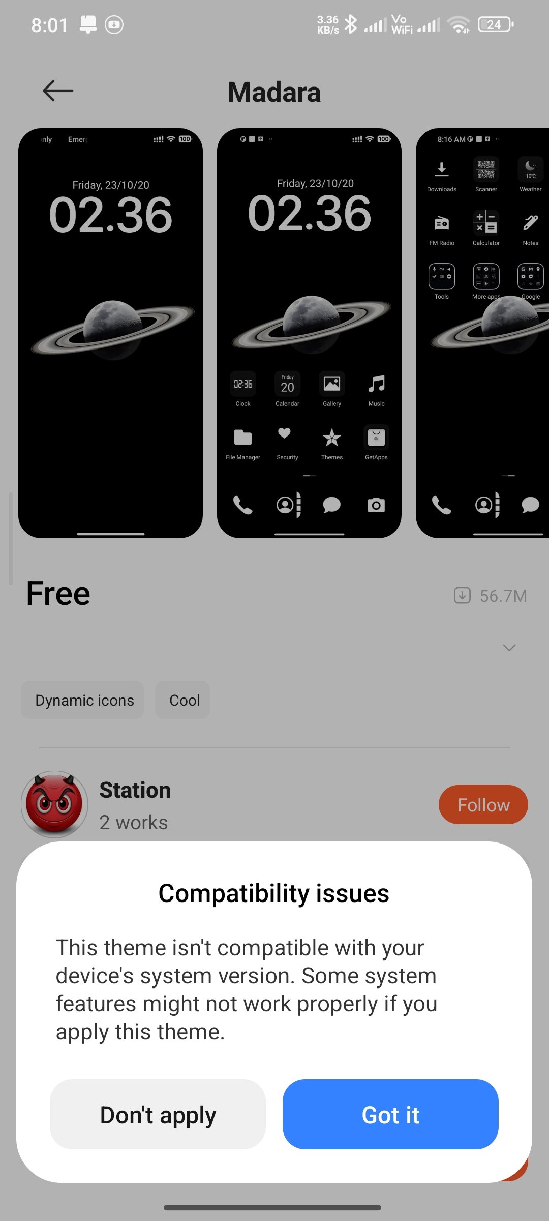 Menerapkan Madara Theme setelah unduhan selesai
