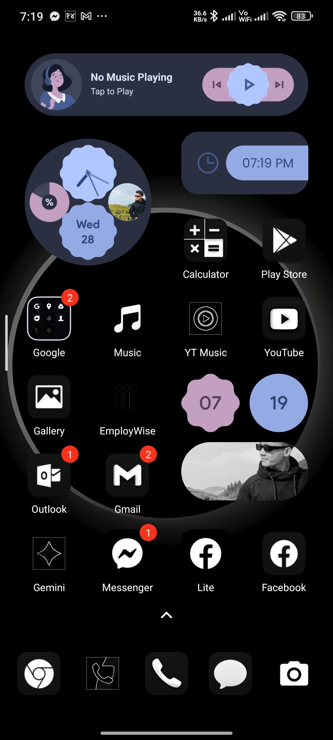 Homescreen Madara Theme dengan widget